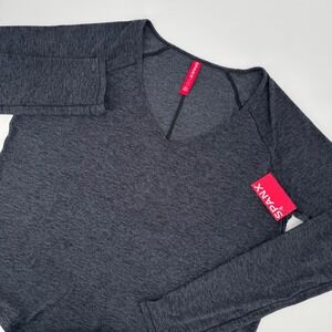 Spanx Softstretch LS‎ V-Neck Top Heather Gray 51046R Womens Large NWT